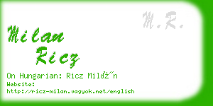 milan ricz business card